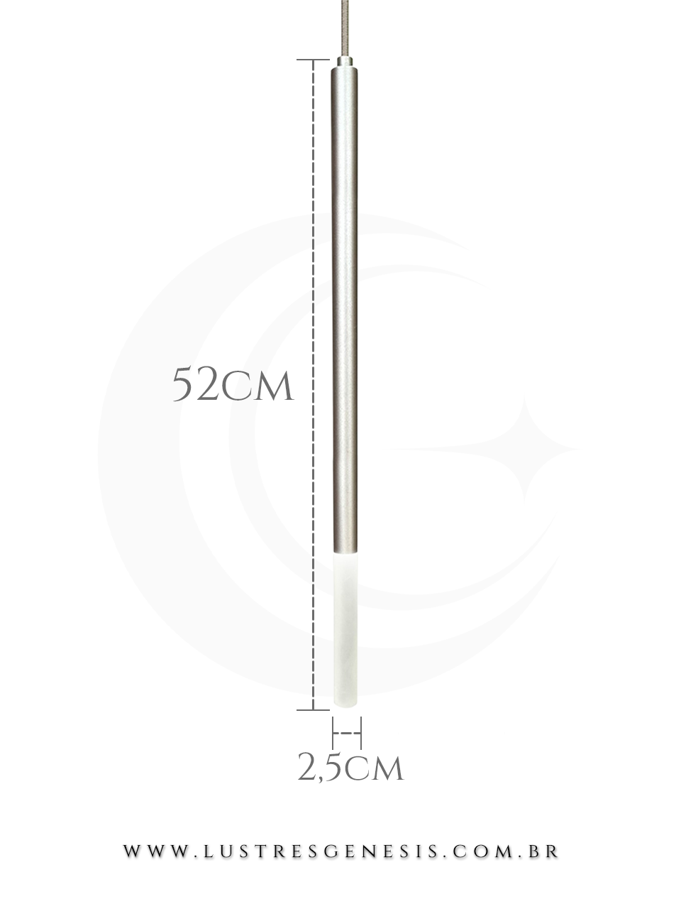 Lustre Pendente Ice I Metalúrgica Itamonte Ø2,5cm Luminaria para Bancada de Cozinha, Balcão de Cozinha, Lavabo e Suite Master